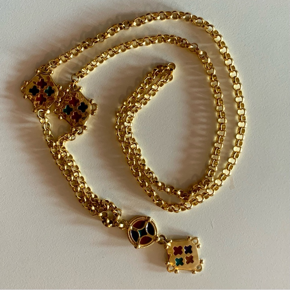 C. Stein vintage necklace 80s Byzantine gold enamel